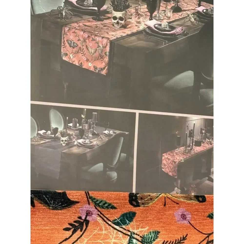 Christian Lacroix Butterfly Halloween Table Runners Bats Moth Set 2 Spider Ornge